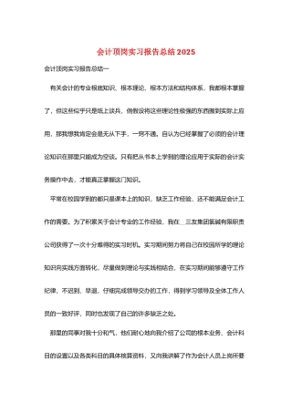 会计顶岗实习报告总结2025