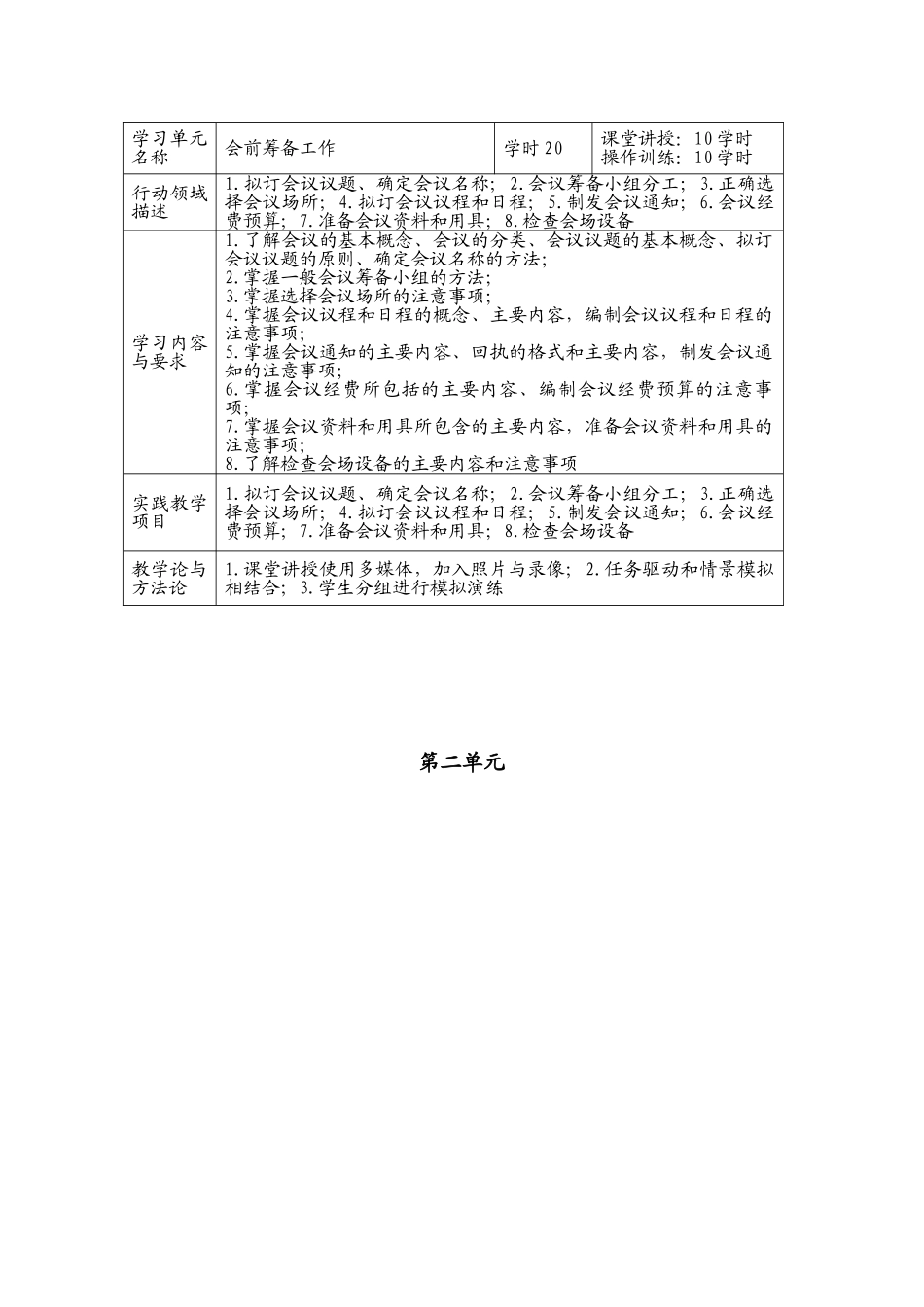 会议组织和管理课程标准_第2页