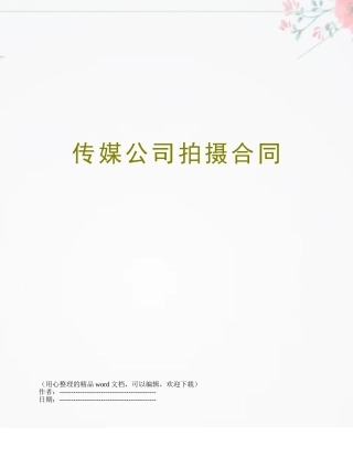 传媒公司拍摄合同