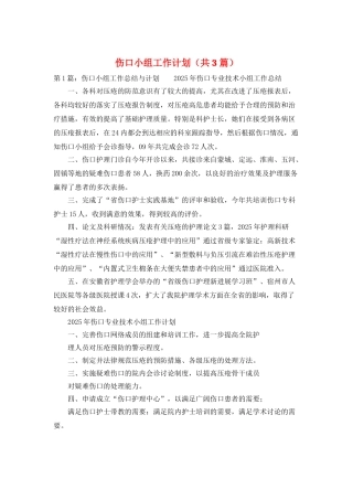 伤口小组工作计划