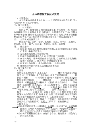 住宅楼主体砖砌体工程技术交底