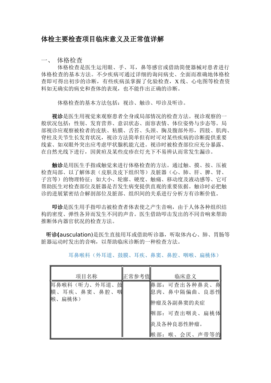体检主要检查项目临床意义及正常值详解_第1页