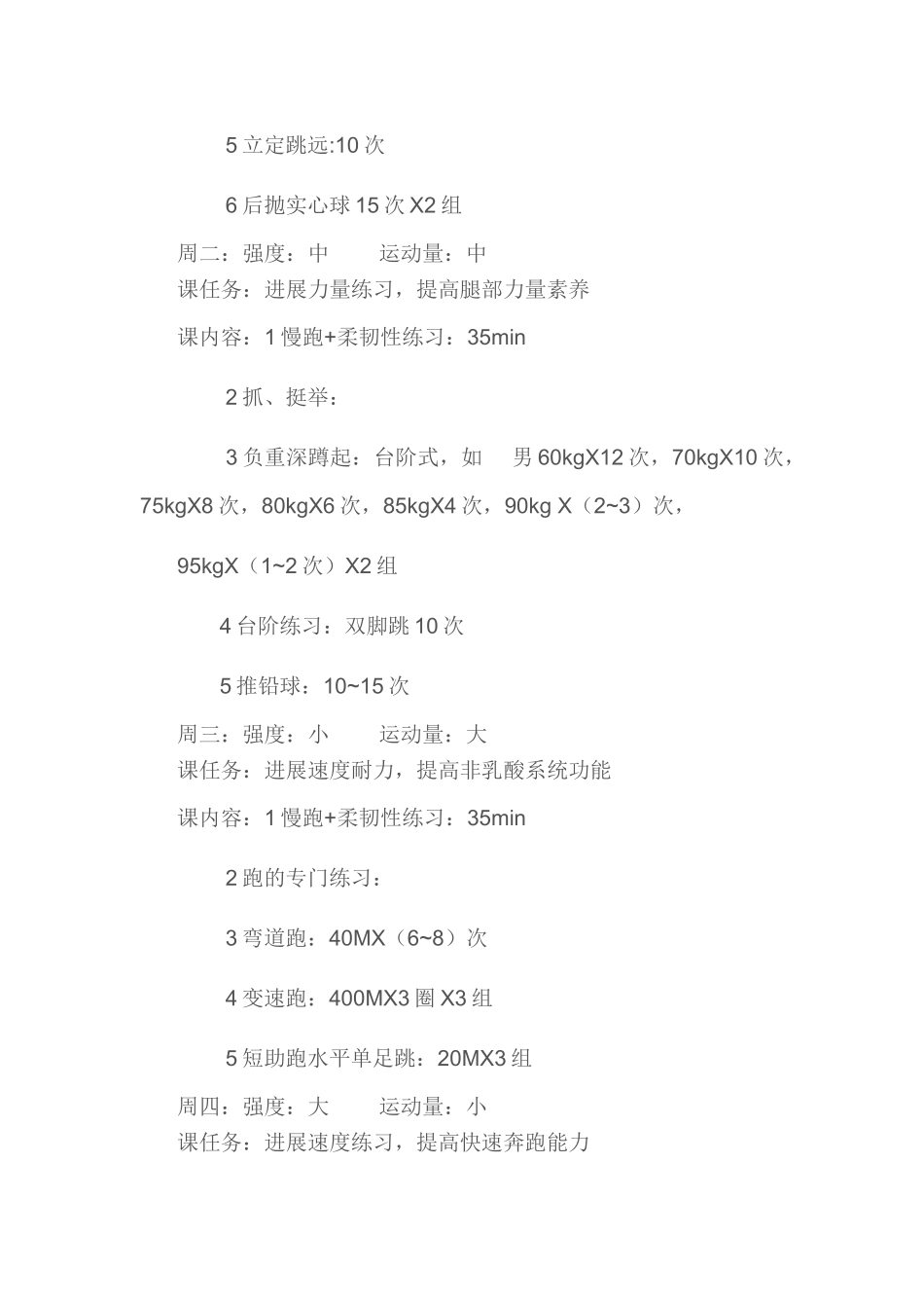 体育专业训练计划_第2页