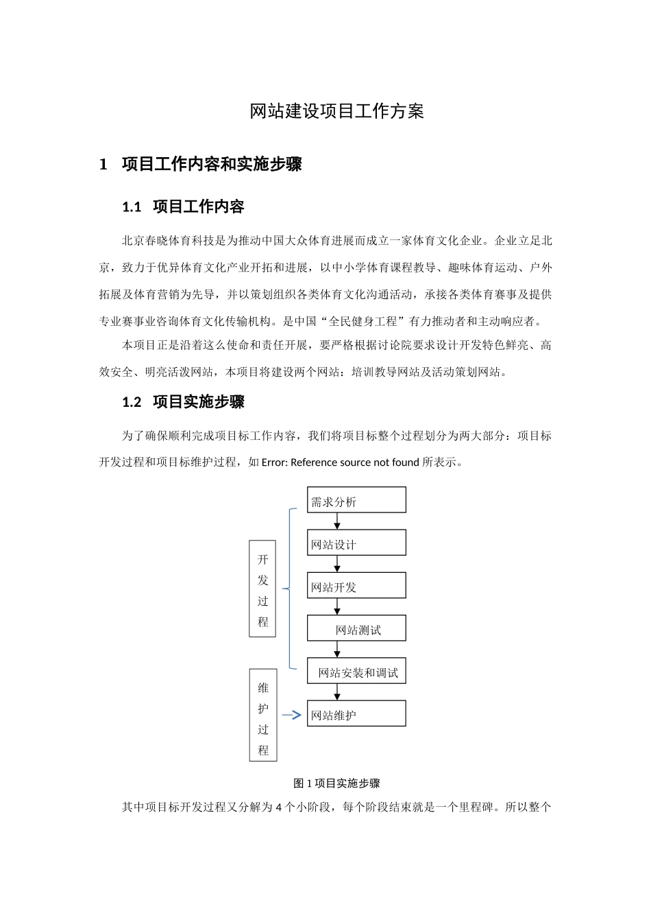体育培训及活动专业策划网站建设综合项目工作专项方案_第1页