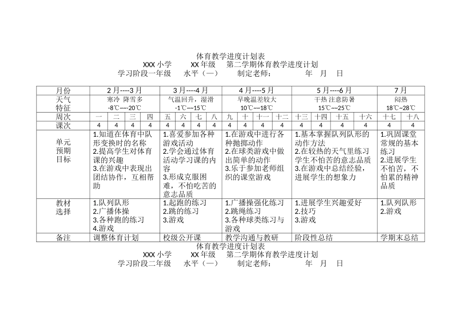 体育教学进度计划表_第2页