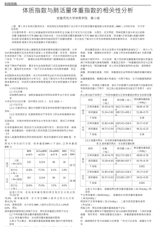 体质指数与肺活量体重指数的相关性分析