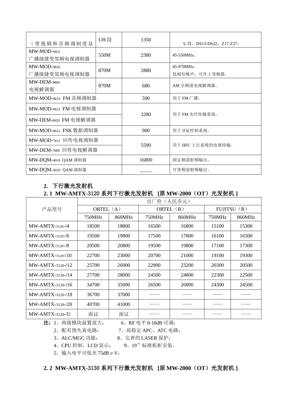 佳视有线电视器材报价_第3页