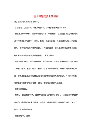 侄子结婚庆典上的讲话