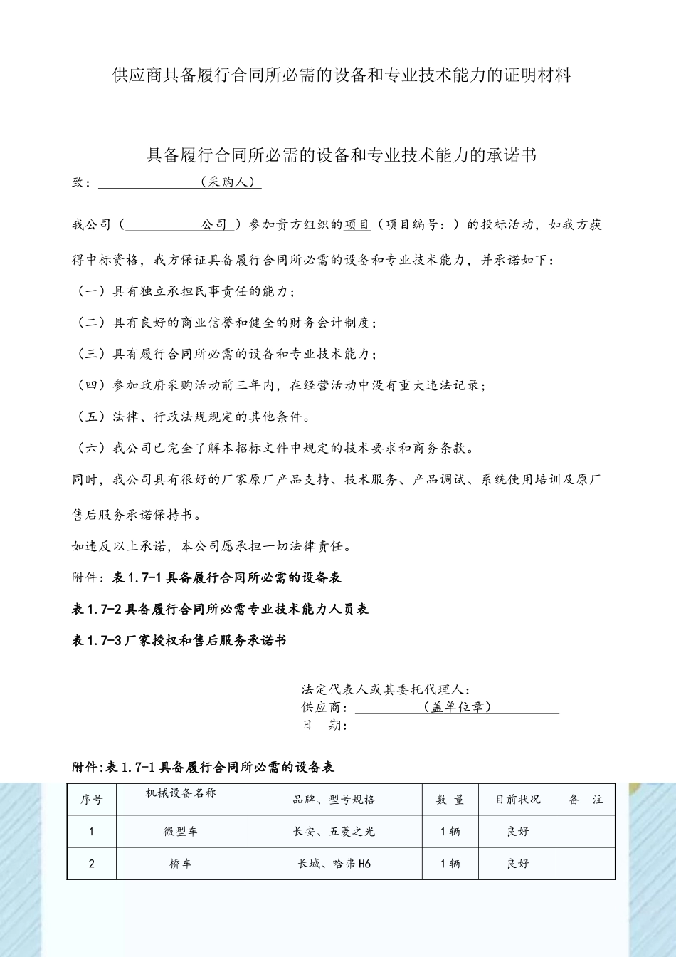 供应商具备履行合同所必需的设备和专业技术能力的证明材料_第2页