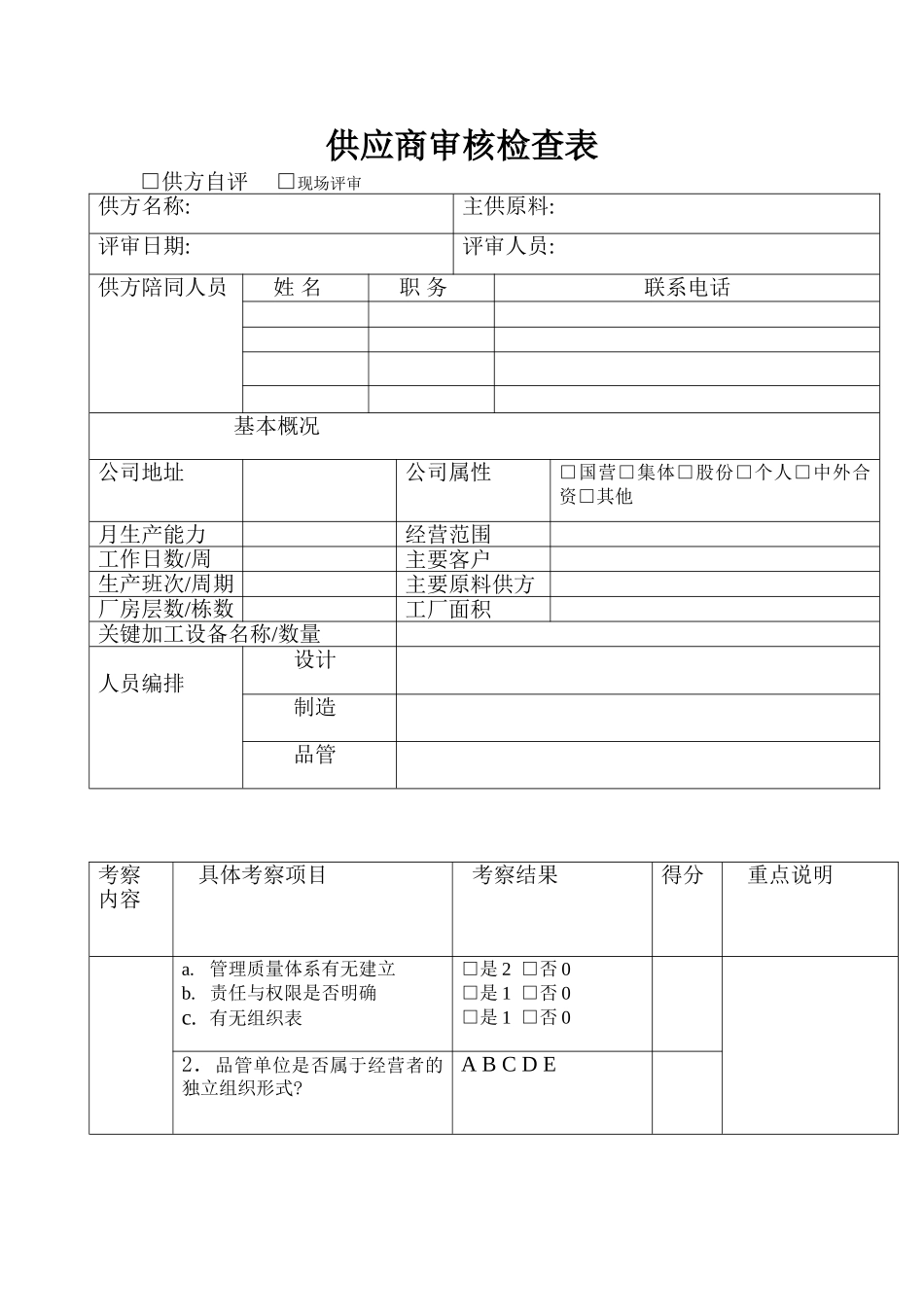 供应商审核检查表_第1页