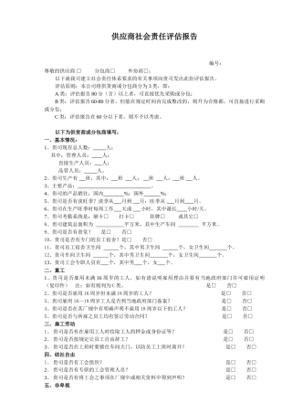 供应商或分包商社会责任评估报告