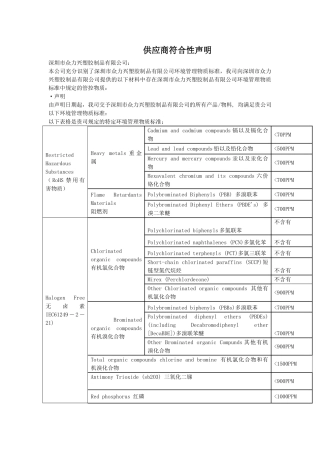 供应商符合性声明