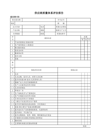供应商质量体系评估报告