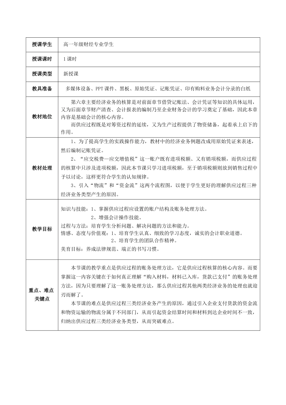 供应过程的核算教学设计_第2页