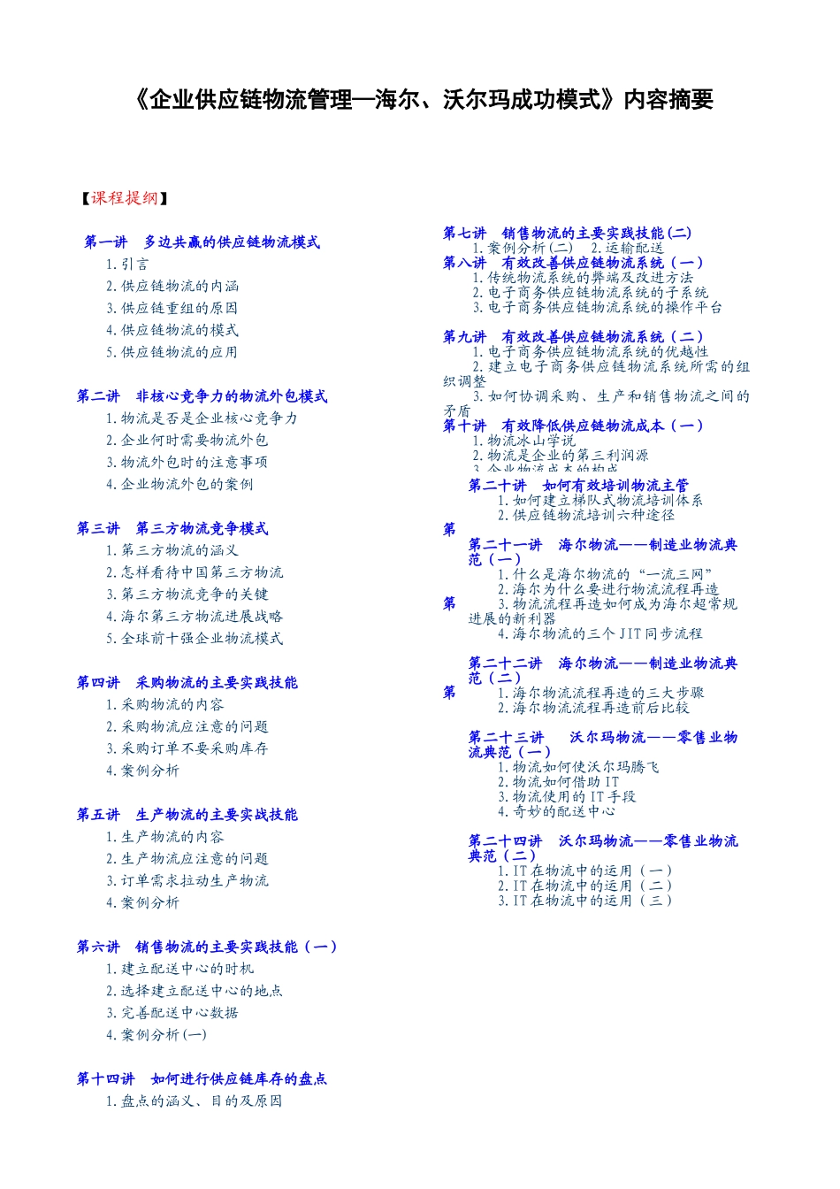 供应链物流沃尔玛海尔成功模式_第1页