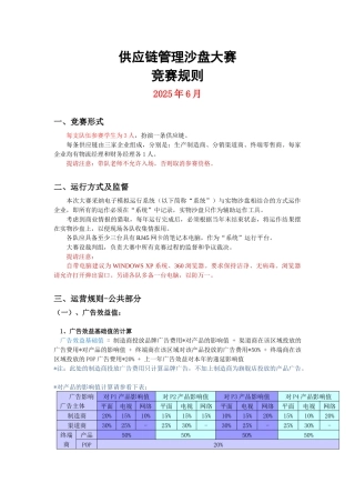 供应链管理沙盘大赛规则v2025-省赛建议规则