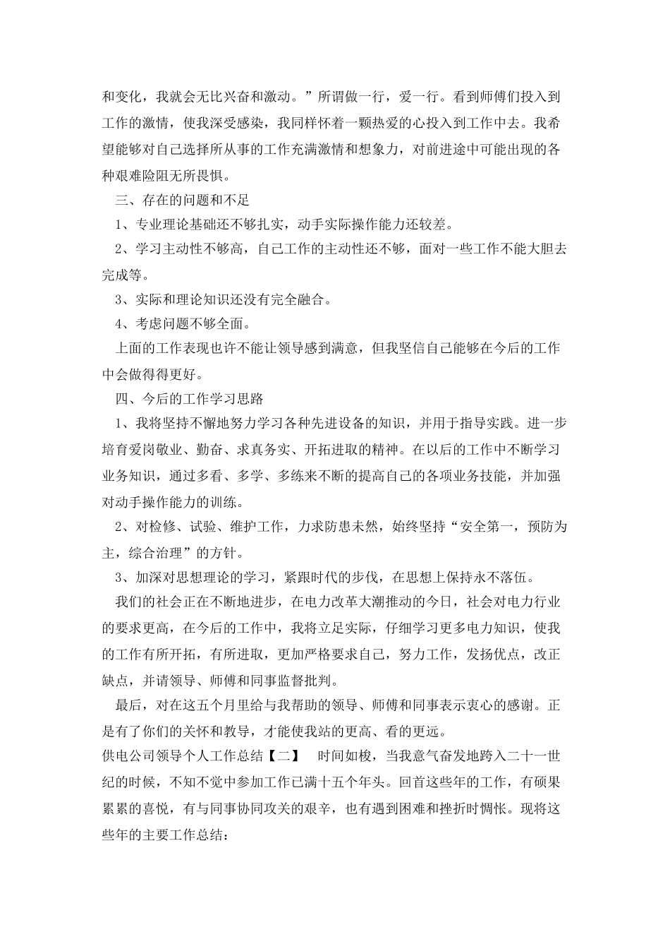 供电公司领导个人工作总结_第3页