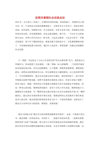 促销员暑期社会实践总结