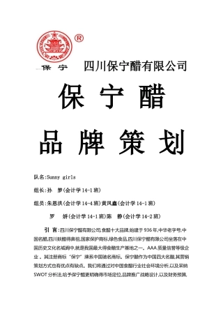 保宁醋品牌策划方案