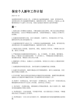 保安个人新年工作计划docx