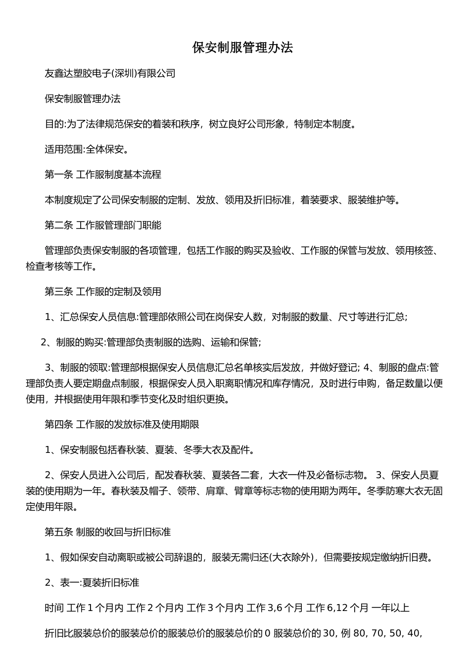 保安制服管理办法_第1页