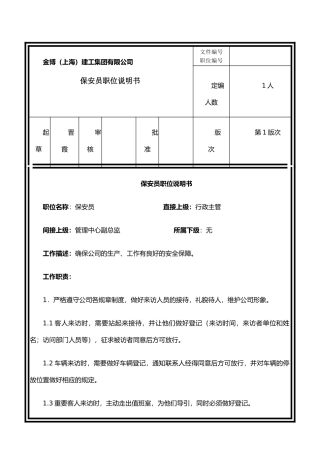 保安员-岗位说明书