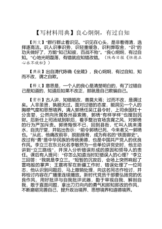 【写材料用典】良心炯炯，有过自知