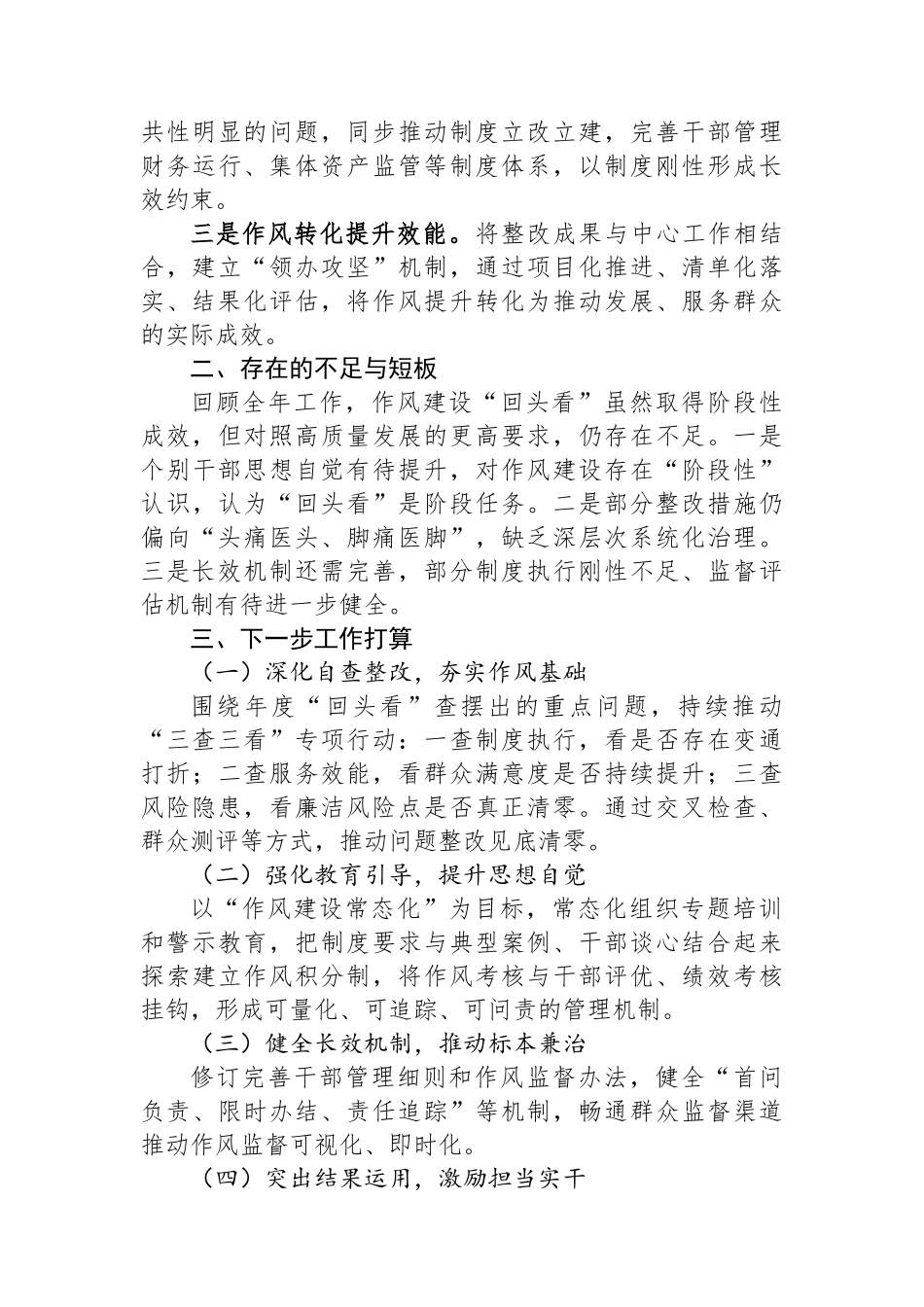 2025年作风建设“回头看”工作总结：四看四度四推动_第3页