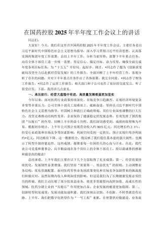 在国药控股2025年半年度工作会议上的讲话