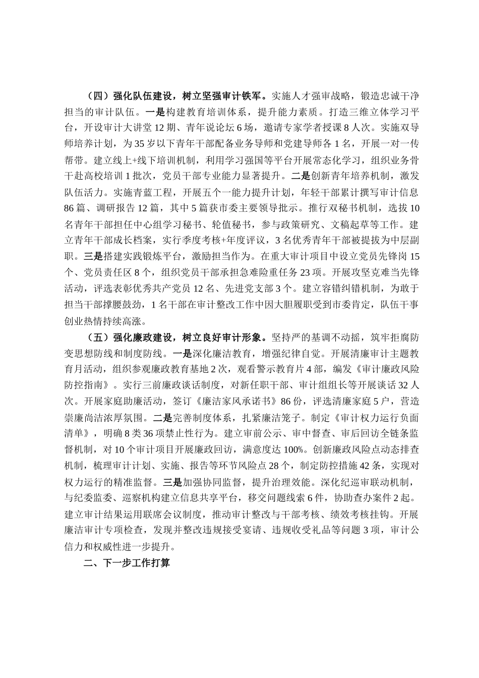 市审计局党组2025年上半年履行全面从严治党主体责任工作情况的报告_第3页