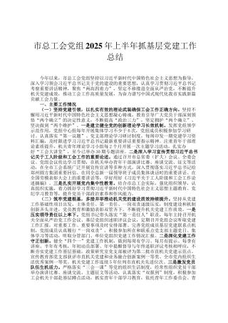 市总工会党组2025年上半年抓基层党建工作总结