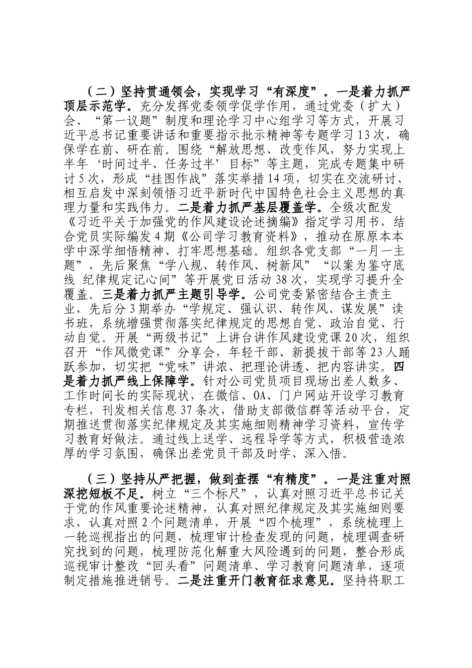 国企党委2025年度作风建设阶段性总结_第2页