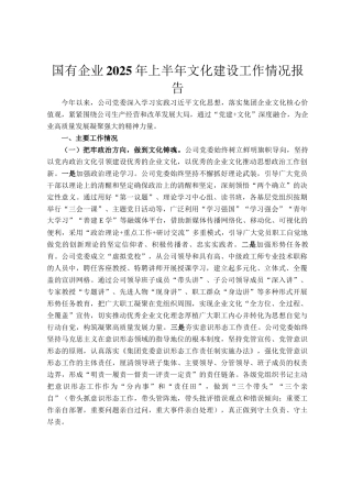 国有企业2025年上半年文化建设工作情况报告