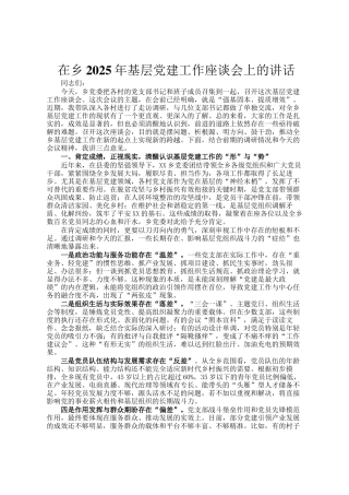 在乡2025年基层党建工作座谈会上的讲话