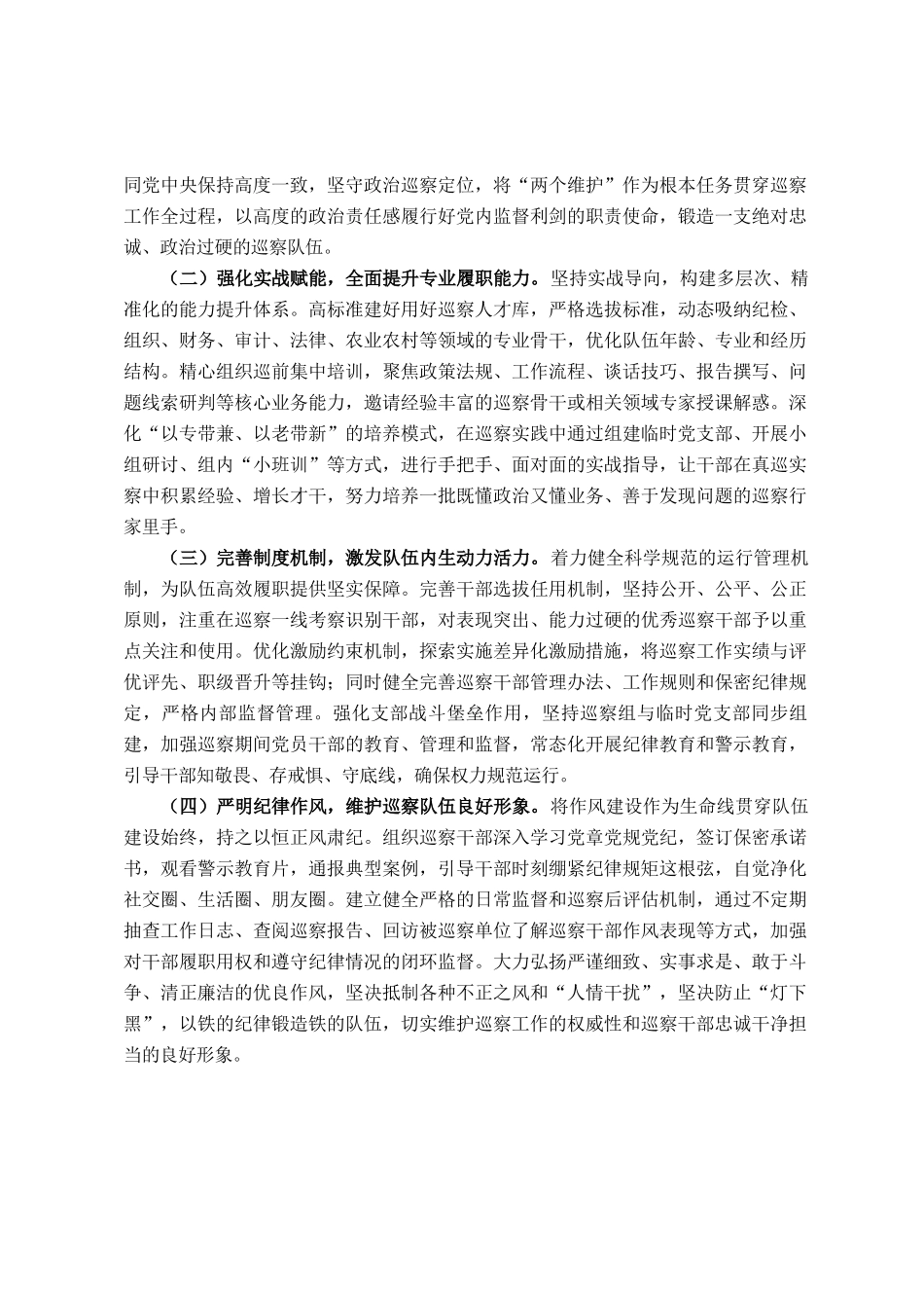 县委关于巡察干部队伍建设工作情况的报告_第3页
