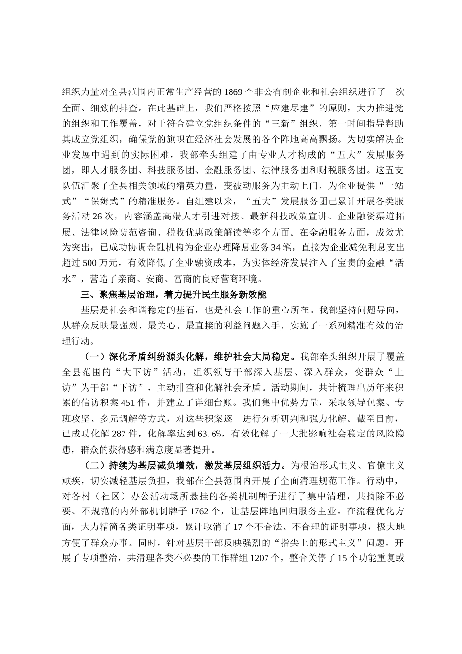 县委社会工作部关于2024年以来全县社会工作进展情况的总结报告_第2页