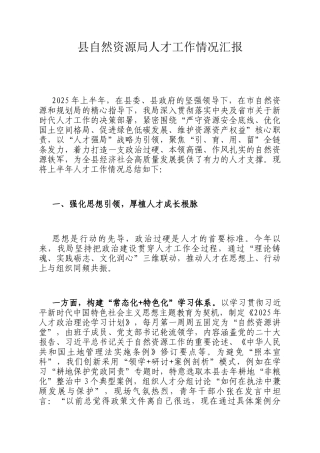 县自然资源局人才工作情况汇报