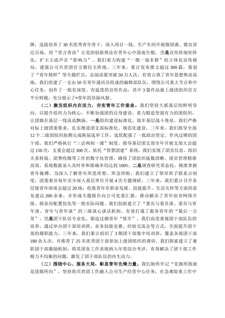 在2025年公司共青团换届大会上的工作报告_第2页