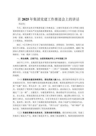 在2025年集团党建工作推进会上的讲话