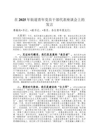 在2025年街道青年党员干部代表座谈会上的发言