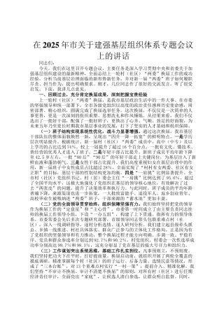 在2025年市关于建强基层组织体系专题会议上的讲话
