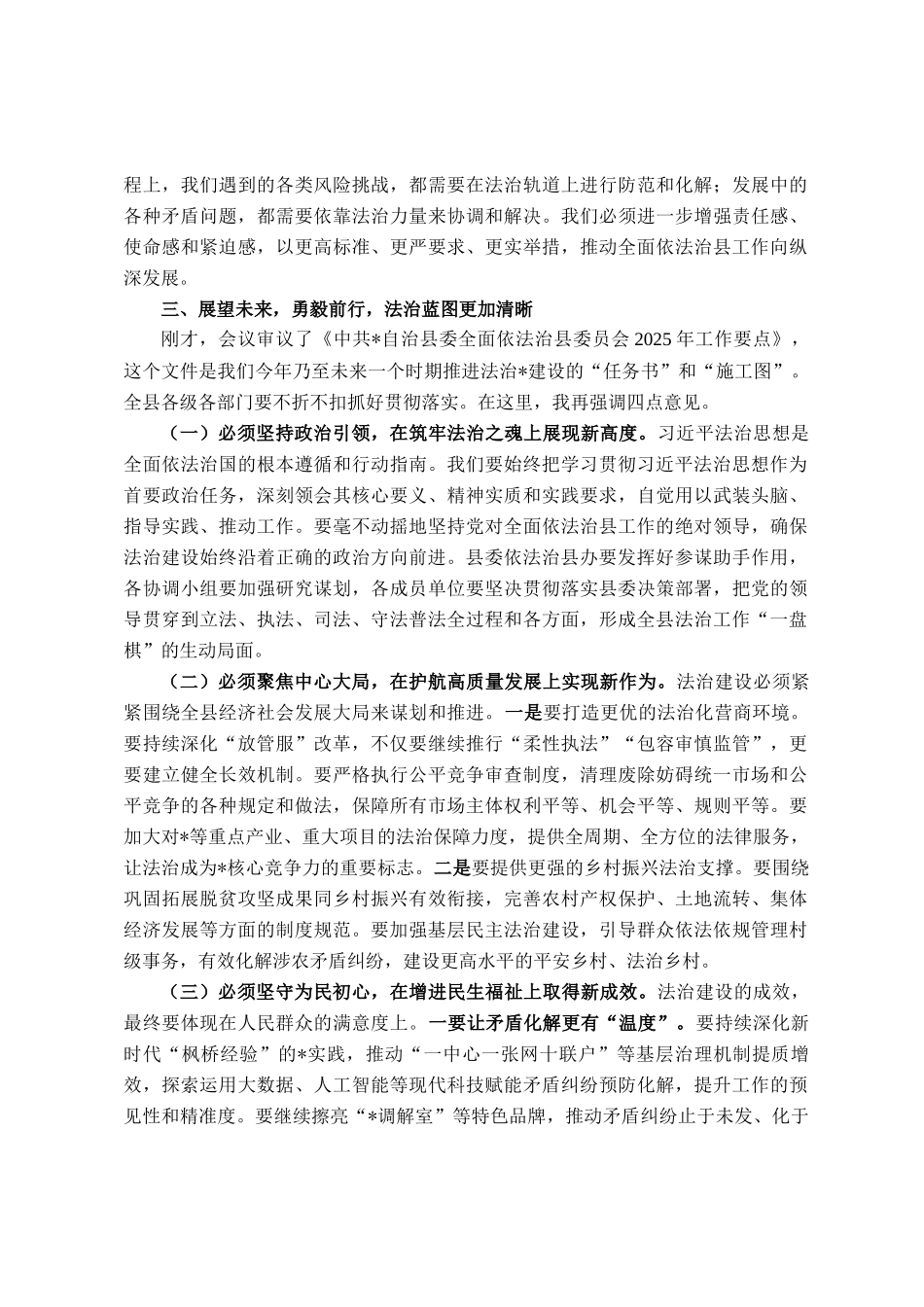 在2025年县委全面依法治县委员会第一次会议上的讲话_第3页