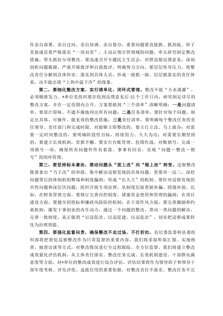 在2025年县委巡察党组织反馈会议上的讲话_第3页