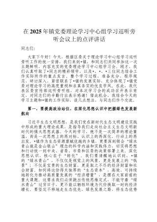 在2025年镇党委理论学习中心组学习巡听旁听会议上的点评讲话