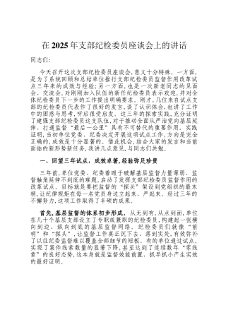在2025年支部纪检委员座谈会上的讲话