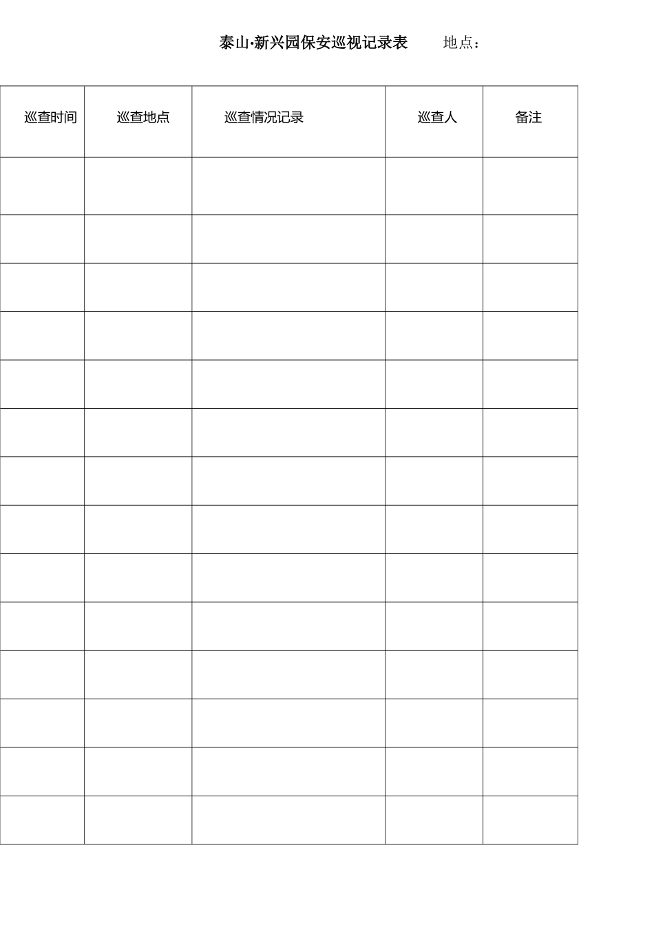保安巡视记录表_第1页