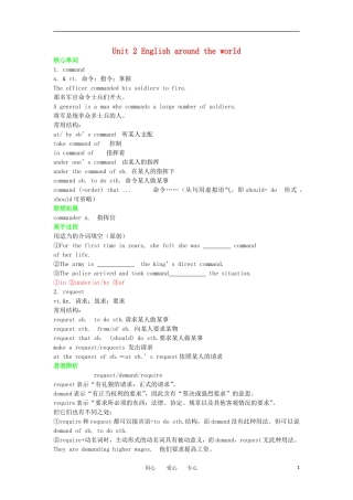 高一英语 Unit 2 English around the world 学案 新人教版必修1