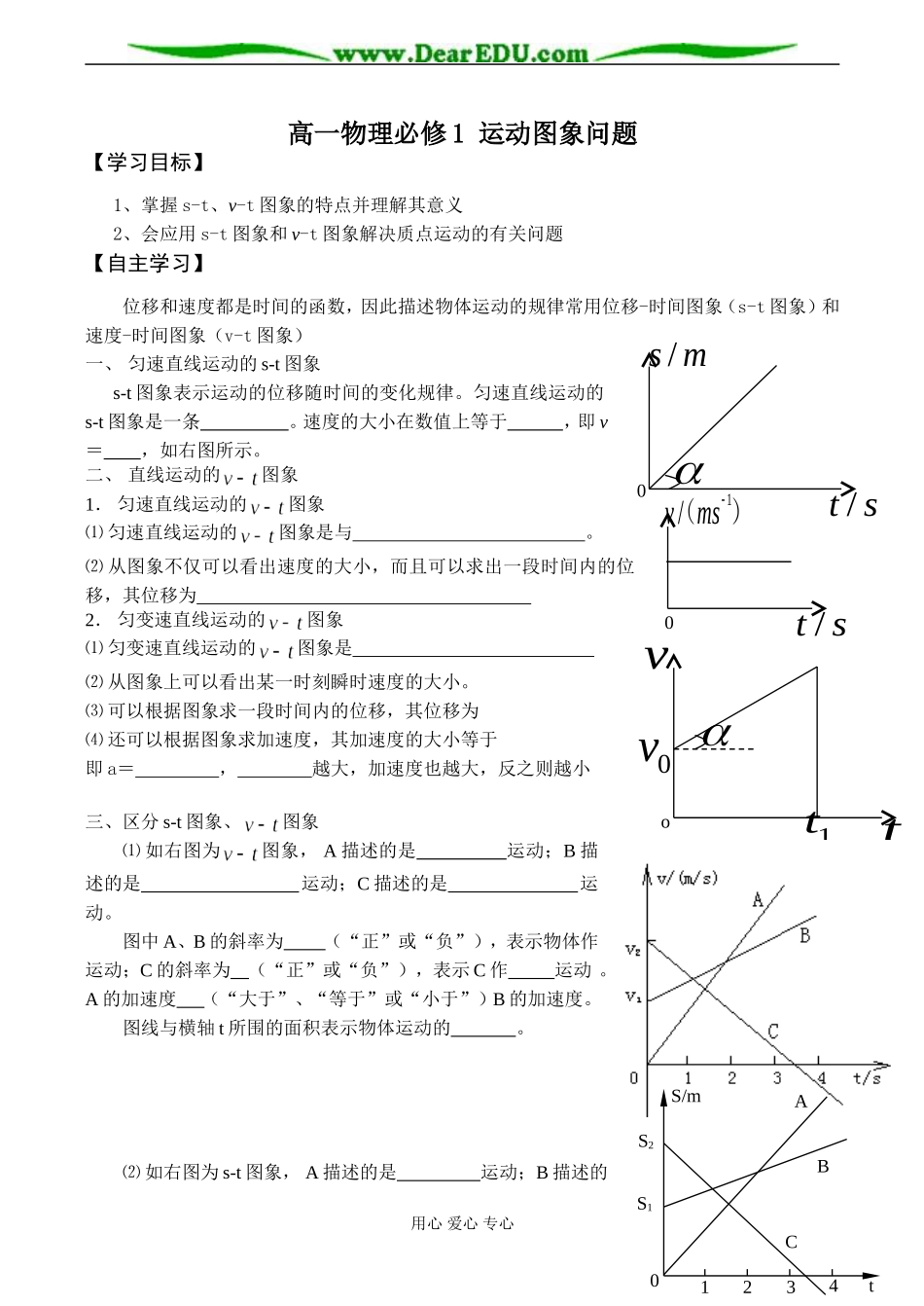 高一物理必修1 运动图象问题_第1页