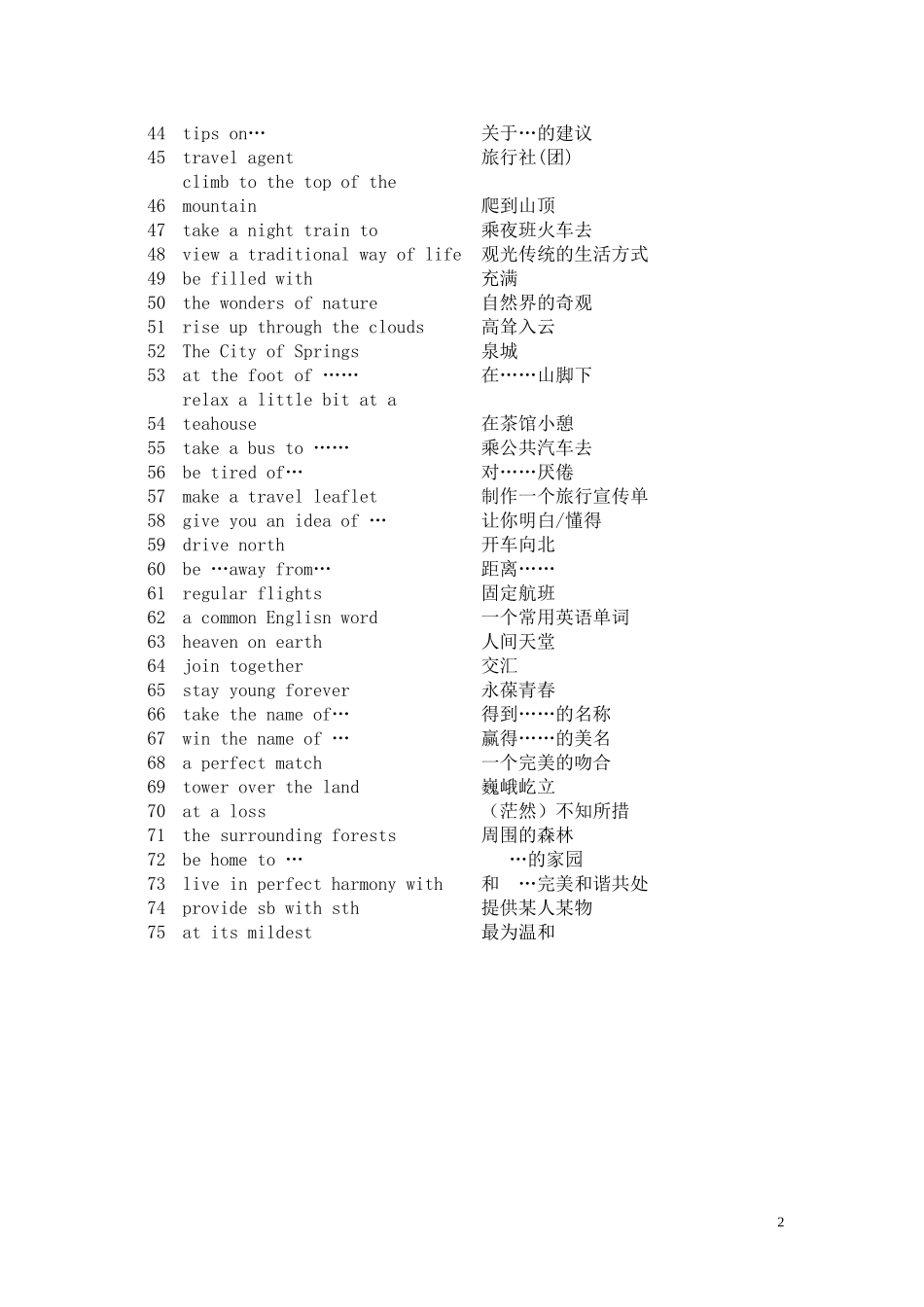 高一英语 模块二第二单元词组 牛津版必修2_第2页