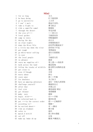 高一英语 模块二第二单元词组 牛津版必修2